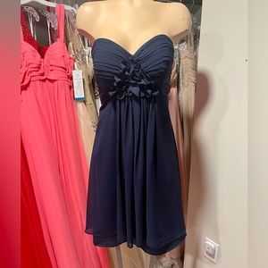 Super Sweet Levkoff Navy Strapless Gown. Size 10.